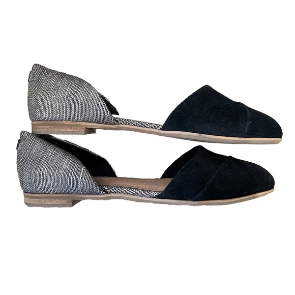 Toms Jutti D'Orsay Flats New Without Box Size 6.5 W - Black Suede With Textile - Picture 2 of 6